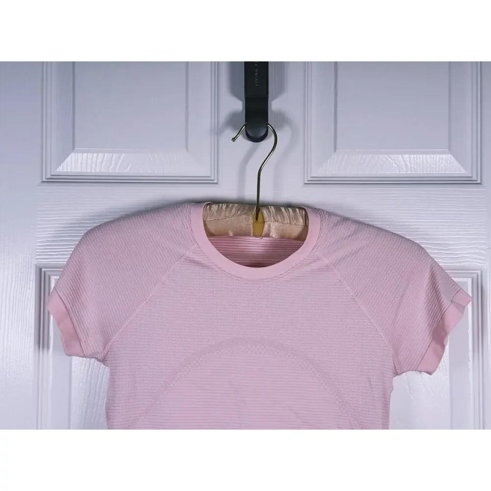 Lululemon Swiftly Tech Cropped Shirt Size 6 Pink Running Workout Athletic Gym